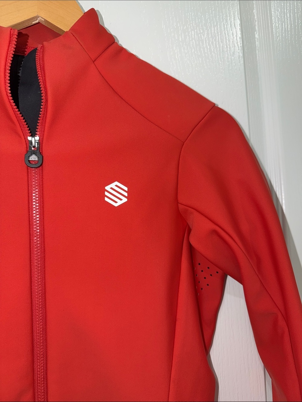 Siroko J1-W Plange women's cycling jacket red softshell finish. Red Full-Zip S - Picture 3 of 10